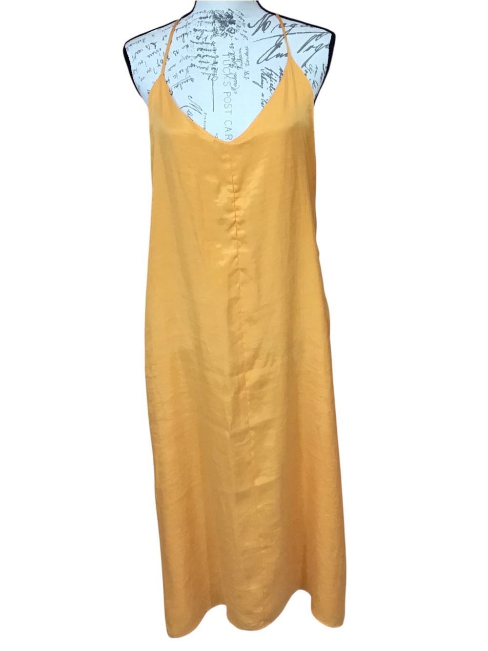 Zara Mustard Slip Dress with Thin Straps